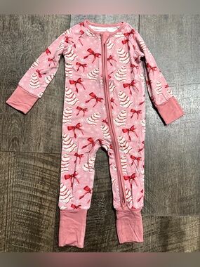 Bamboo Sleeper •Christmas Tree Cake• Print | Pink | size 6-12 m